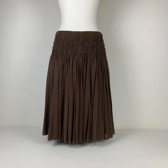 TSE Elegant Brown Silk Skirt - Size 6, 100% Silk, Stunning Style with Minor Flaw - Picture 3 of 7